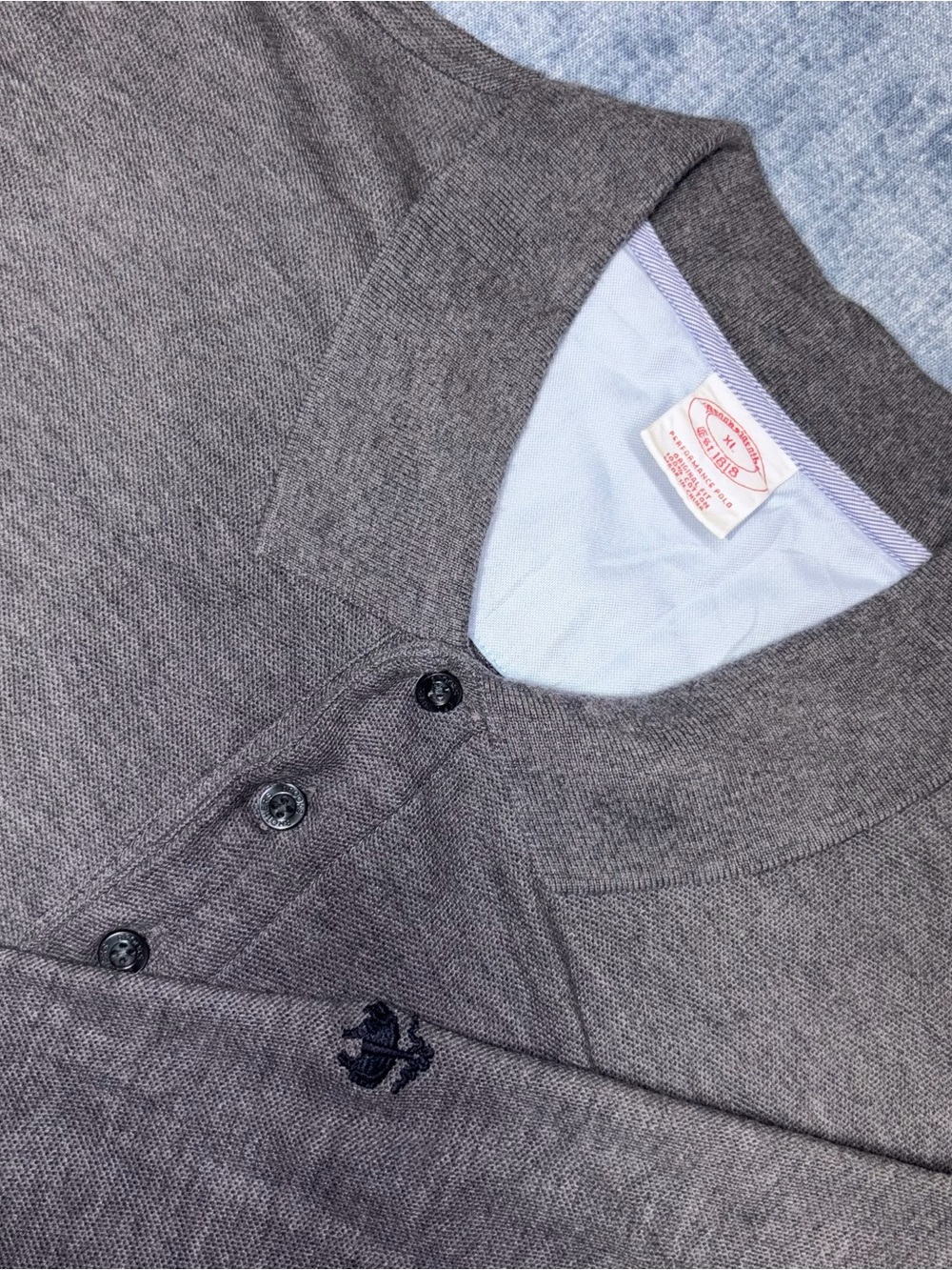 Brooks Brothers Gray Henley Button-Down Knit Shirt Size XL
